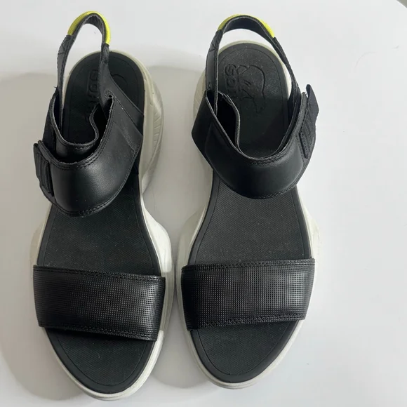 Sorel Kinetic Impact Slingback Sandals Black Platform Sporty Comfort Women's 9 - Picture 3 of 9